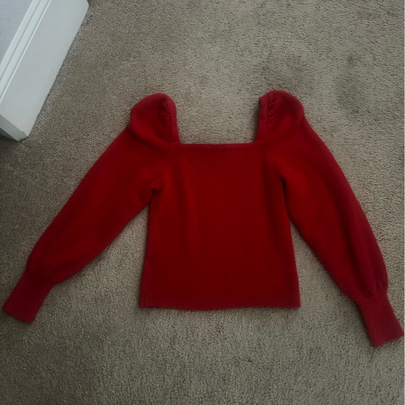 H&M Red Knit Sweater with Balloon Sleeves – Soft & Cozy - Picture 3 of 7